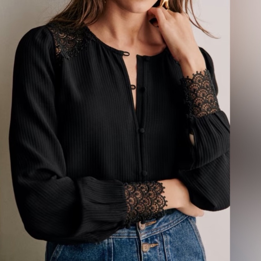 Sezane Clem Shirt Noir || Size 46/14 || NWOT